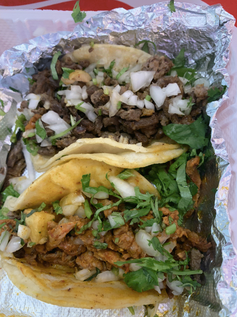 Taco Taxi - Inside the Pastor and Asado taco.