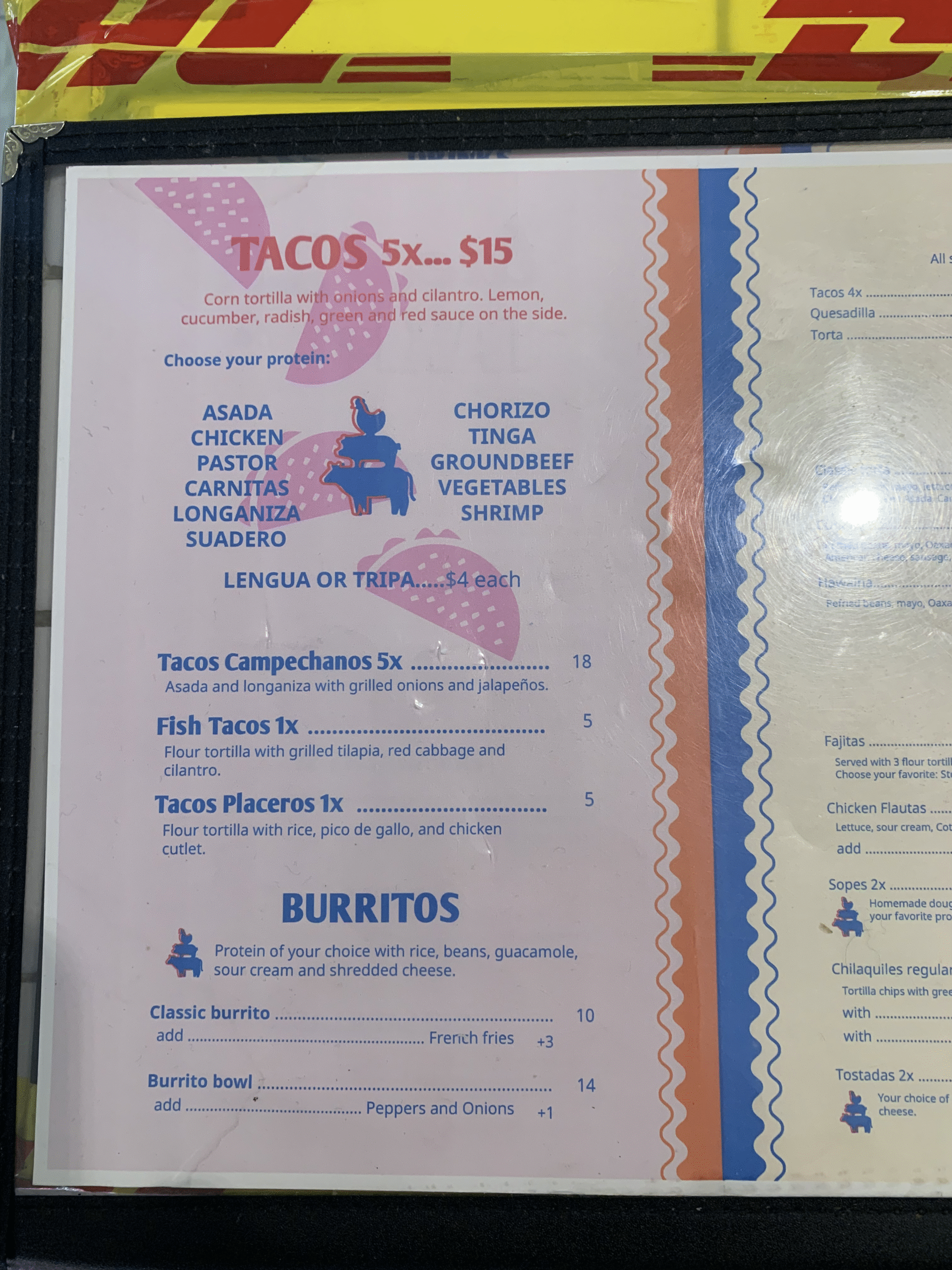 Taxi Taco - Menu