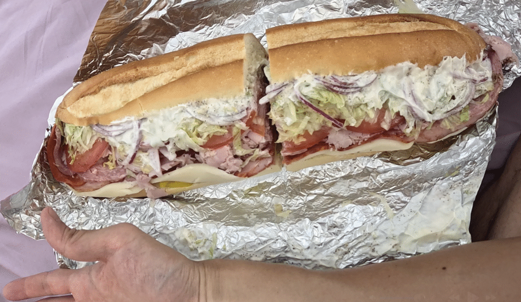 Jerry's Pizza & Sub - Hand size comparison