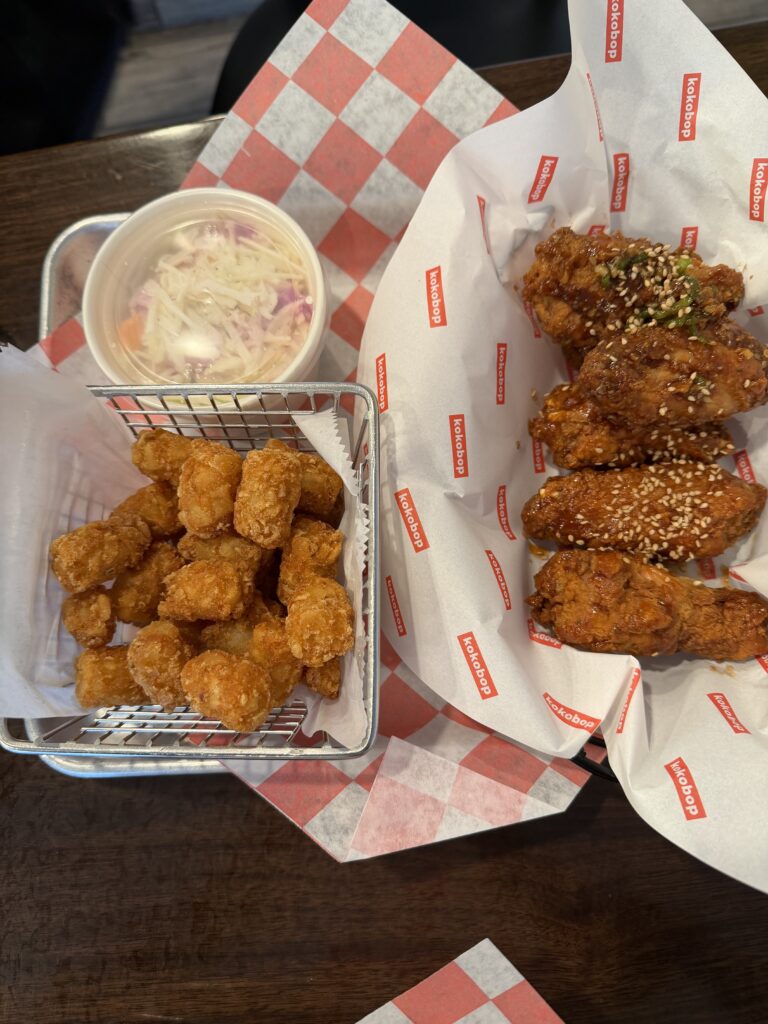 Hans Chicken x kokobop - Basket of tater tots - cole slaw - soy garlic wings
