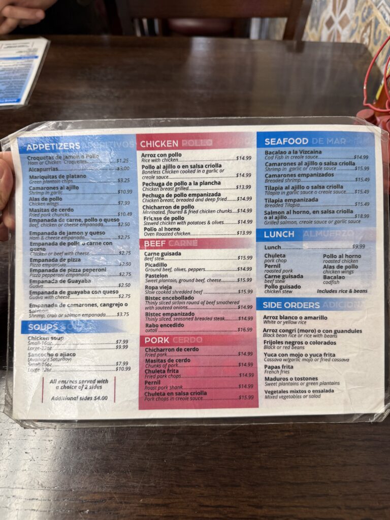 Mis Raices Restaurant - Menu