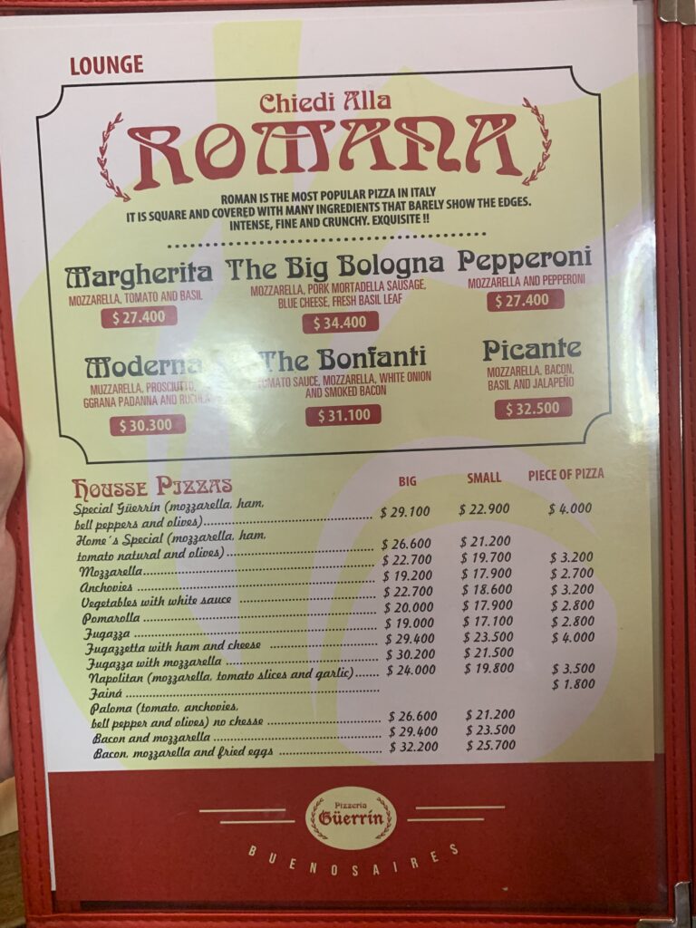 Güerrín - Menu 2024