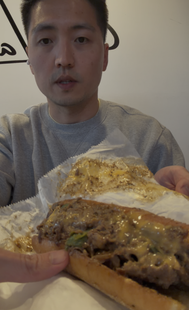 Senatore Sandwiches - David showing cheesesteak