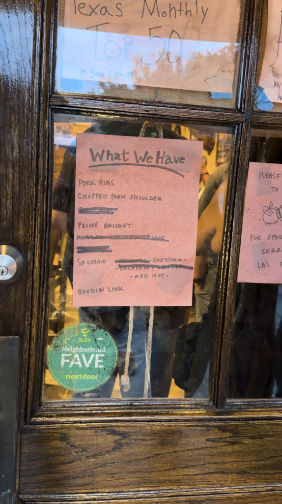 Pinkerton's Barbecue - Available BBQ items