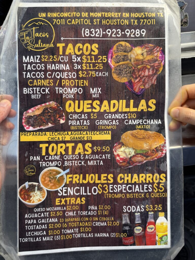 Tacos La Sultana - Menu